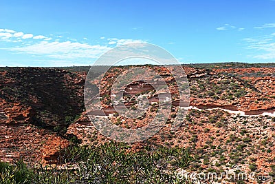 View across the Gorge Kalbarri NP under blue sky in Western Australia Stock Photo