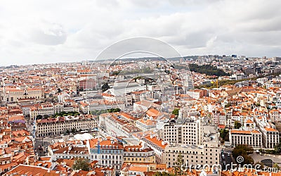 The View Across the Lisbon Skyline in Portugal Editorial Stock Photo