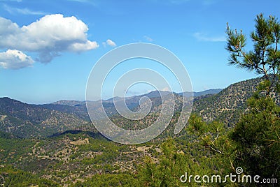 View from Secret Valley, Troodos Mountains, Cyprus Stock Photo