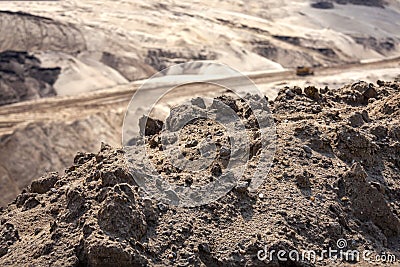 View into an active open pit lignite mine near Cottbus, Brandenburg Stock Photo