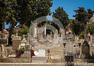 View of the Addolorata Cemetery tombstones Stock Photo