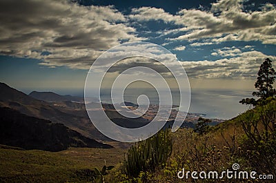 A view on Adeje from a mounain slope Stock Photo