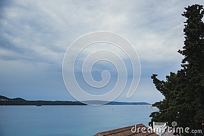 View of Adriatic Sea. Donji Seget. Trogir. Split Channel Stock Photo