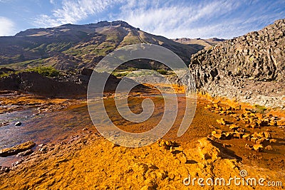 View of Agrio river near Salto del Agrio waterfall Stock Photo