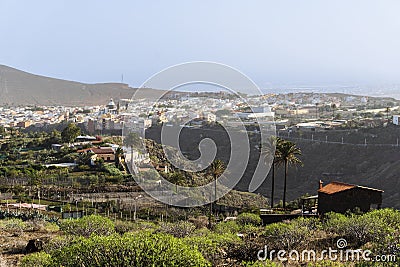 View of Aguimes with historic cathedral in the downtown, Gran Canaria, Spain Stock Photo