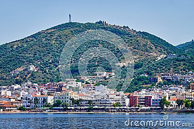 View of Aidipsos Town, Evia, From Arriving Ferry, Greece Editorial Stock Photo