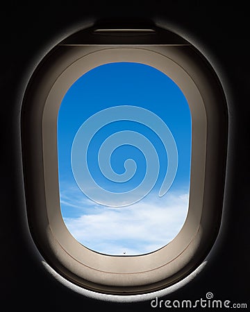 View Through an Airplane Window Stock Photo