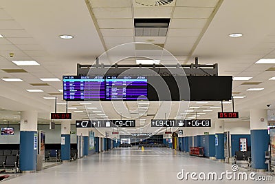 View of the airport terminal and corridors in Prague Editorial Stock Photo