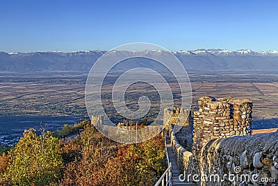 View of Alazani valley, Signagi, Georgia Stock Photo