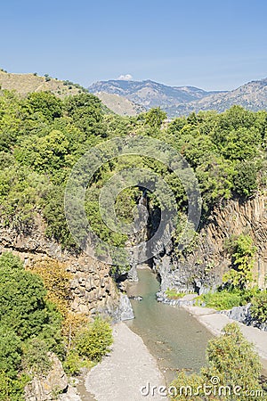 View of The Alcantara river bed, Sicily, Italy Stock Photo