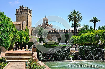 View of Alcazar and Cathedral Mosque of Cordoba, Spain. Stock Photo