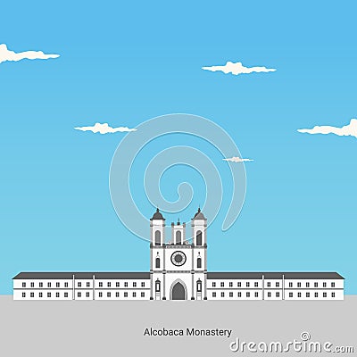 View of Alcobaca monastery in Portugal. Unesco world heritage. Classical landmark for travel destination. The Alcobaca Monastery Vector Illustration