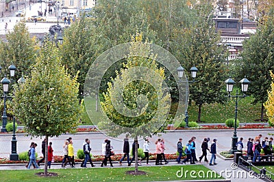 View of Alexanders garden in Moscow. Color photo. Editorial Stock Photo