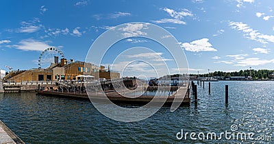 View of the Allas Sea Pool and Finnish Sauna in the harbor of downtown Helsinki Editorial Stock Photo