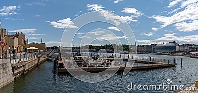 View of the Allas Sea Pool and Finnish Sauna in the harbor of downtown Helsinki Editorial Stock Photo