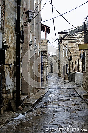 View of a alley in old Safed Stock Photo