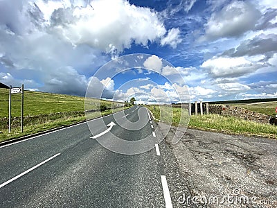 View along the A6068 Colne to Cowling road, on a cloudy day near, Cowling, Keighley, UK Stock Photo