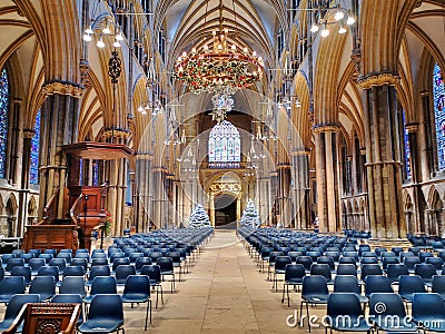 A View Along The Nave at Lincoln Cathedral Stock Photo
