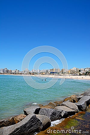 View along Portimao beach, Portugal. Editorial Stock Photo