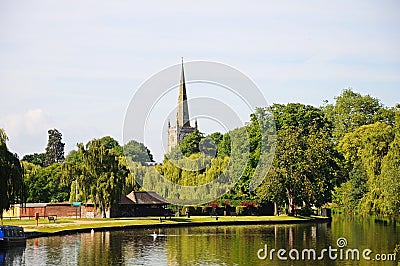 View along the river, Stratford-upon-Avon. Editorial Stock Photo