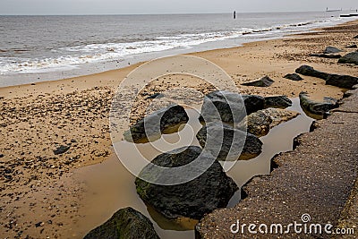 Sea Palling beach on a crisp winter`s day Stock Photo