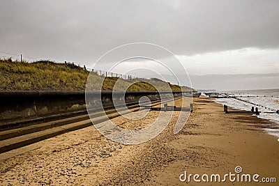 Sea Palling beach on a crisp winter`s day Stock Photo