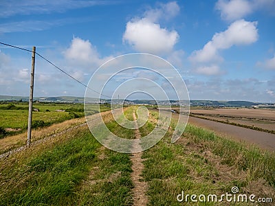 View along the South West Coastal Path near Horsey Island, Braunton Marsh, North Devon. Stock Photo