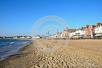 View along Weymouth beach. Editorial Stock Photo