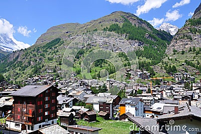 View on alpine village Zermatt, Switzerland Stock Photo