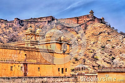 View of Amer and Jaigarh Forts in Jaipur - Rajasthan, India Stock Photo