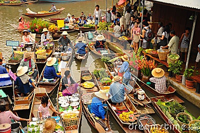 View of Amphawa Floating market, Thailand Editorial Stock Photo