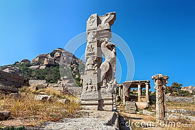 The view of ancient Achyutaraya Temple. Hampi, Karnataka, India Stock Photo