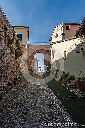 View of the ancient italian town Montiano Stock Photo