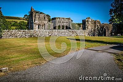 View of the ancient remains of Cistercian Dundrennan Abbey Stock Photo