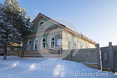 View of the ancient wooden house of the noble Sorokin family. Myshkin, Russia Editorial Stock Photo