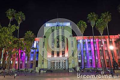 View of the Antioquia Museum at night Editorial Stock Photo