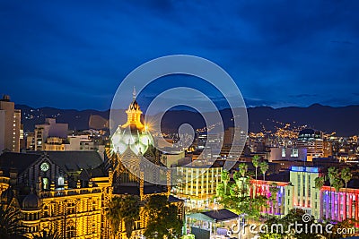 View of the Antioquia Museum at night Editorial Stock Photo