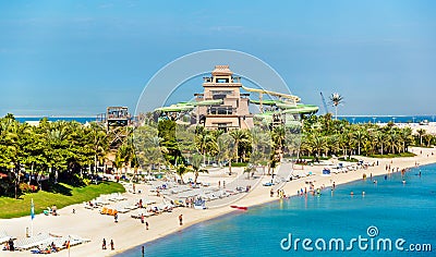 View of Aquaventure Waterpark on Palm Jumeira island Stock Photo