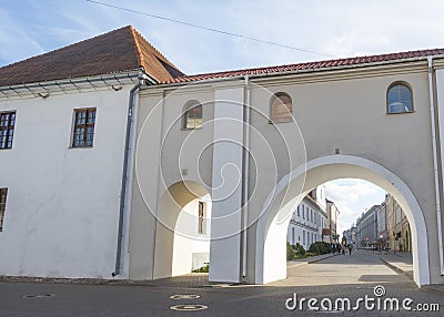 View through the arch of the gallery of the Holy Spiritual Basilian Monastery Editorial Stock Photo