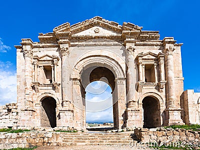 View of Arch of Hadrian in Jerash Gerasa town Stock Photo