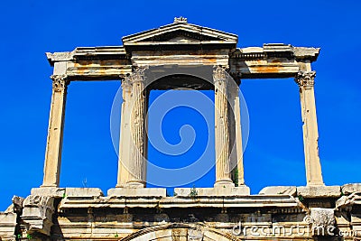 View of the Arch of Hadrian Editorial Stock Photo