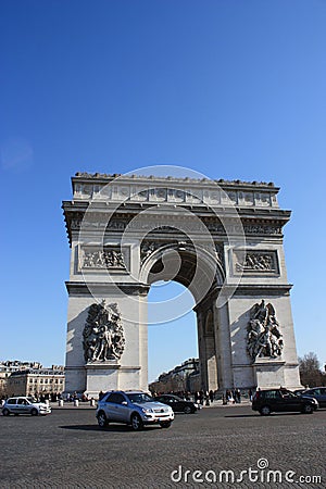 view of Arch of Triumph, Paris Editorial Stock Photo