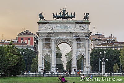 Milan - Arco della Pace Editorial Stock Photo