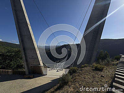 View of the 516 Arouca suspension bridge, near the Paiva Walkays, in Arouca, Portugal Editorial Stock Photo