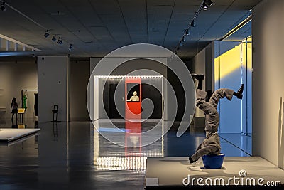 View of art gallery in Pompidou Centre museum in Malaga, Spain. Editorial Stock Photo