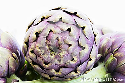 View of artichoke in front of other artichoke Stock Photo