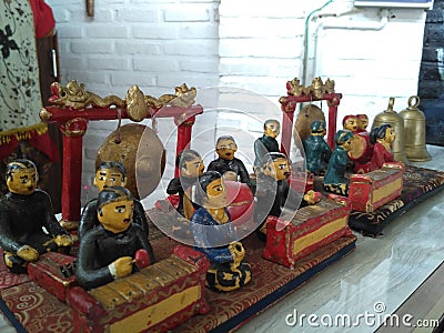 The view of artwork gamelan players from earthenware in Batik Kitchen, Cirebon, Indonesia - January 27th 2018 Editorial Stock Photo