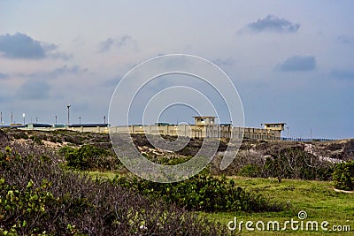 View of the Aruba penitentiary. Focus in background Stock Photo