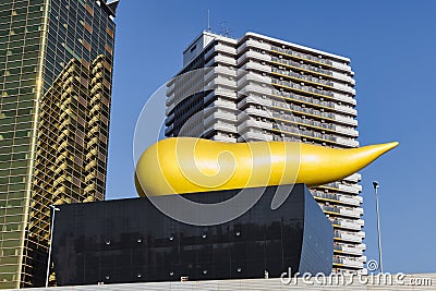 view of the Asahi Beer hall in Sumida district, Tokyo, Japan Editorial Stock Photo