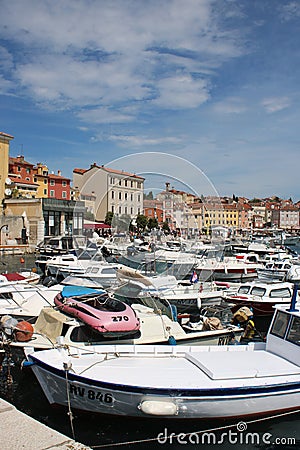 Boats in Rovinj harbor, Rovigno, Croatia Editorial Stock Photo